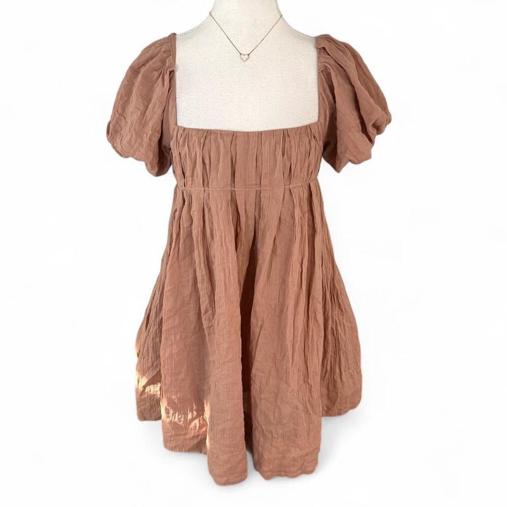 Free People Marina Mini Brow Dress baby doll styled open back size small square